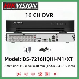 Hikvision CCTV DVR iDS-7216HQHI-M1/XT  AcuSense 16 Channel DVR Support All Channels HDTVI Two-Way Audio And AoC (Audio over Coax) Motion Detection Technology For Analog CCTV Camera  Digital Video Recorder