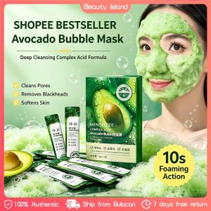 Avocado Complex Acid Bubble Mask 10s Self Foaming Deep Pore Clean Remove Blackheads Exfoliating Oil Control Facial Mask Single Pack Lazy Skin Care