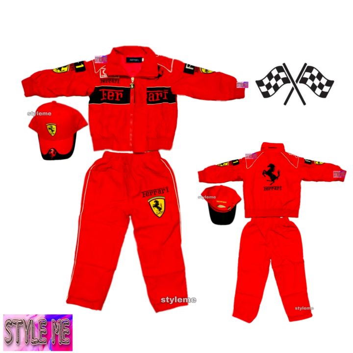 Formula Kids Racing Leathers Ferrarii F1 Jacket And Pants With Cap