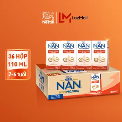 [CHỈ 20H 07-10.08 QT ĐƠN 599K/999K/1299K]Thùng 36 hộp sữa pha sẵn Nestle NAN INFINIPRO GROW với công thức vượt trội kết hợp sữa A2 và HMO hỗ trợ tiêu hóa đề kháng và phát triển thể chất (4x110ml)