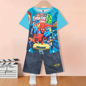 Sports Boys Tshirt+Denim Shorts Kids Sets Children Lalaki Terno Child Boy Cartoon Clothing #UBB050