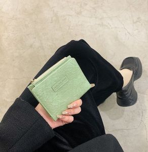 Ví nữ ví da nữ bóp tiền nữ da sần ví ngắn dạng gập dây khóa kéo phong cách retro cho nữ - Life Style 4U