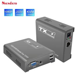 VGA KVM Extender RJ45 1080P 200m Over IP CAT6 Rj45 Ethernet Network Extension Cable KVM VGA Extender Switch For Mouse Keyboard