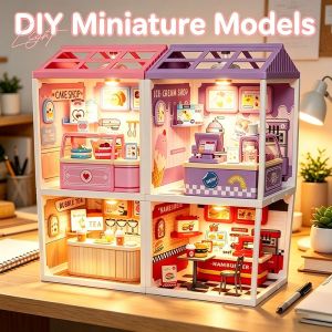 DIY 3D Micro Scene Pretend Play Set Toy Mini Shop Model Craft Assembly LED Display Collectible Gift