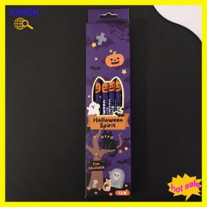 XINGK ดินสอธีมฮาโลวีน12ชิ้น เซ็ตสำหรับเด็กวันเกิดปาร์ตี้ฮาโลวีนของขวัญการ์ตูนฟักทองผีดินสอสำหรับรางวัลโรงเรียน