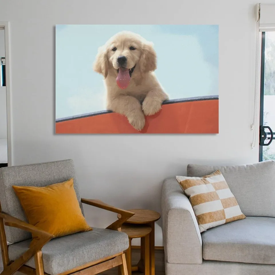 Dog Puppy Poster Cool Artworks Painting Wall Art Canvas Prints Hanging  Picture Home Decor Posters Gift Idea 1PCS Wooden Inner Framed or Frameless  (or