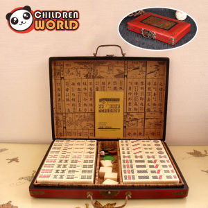 144 Miếng Gạch Màu Lvory Kích Thước Nhỏ Với Hộp Gỗ Bìa Cứng Phong Cách Trung Quốc Mạt Chược