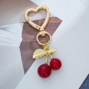 Creative Cherry Shaped Keychain Heart-Shaped Keychain 3D Fruit Pendant Keyring Gift of Girlfriend