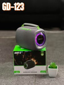 ลำโพงบลูทูธ รุ่น GD-123 มีสายหิ้วพกพาง่าย รองรับ TF USB P.M.P.O 100W เสียงดีเบสแน่น กำลังขับ12W ลำโพงยอดฮิต ความจุแบตเตอรี่2400mAh ปรับ-ปิดไฟได้