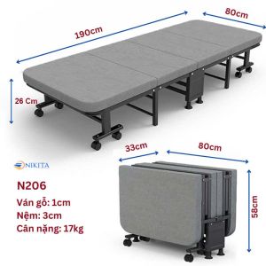 Giường Gấp 4 Khúc NIKITA Chính Hãng Gấp Gọn Tiện Lợi Tiết Kiệm Không Gian Nhà Cửa