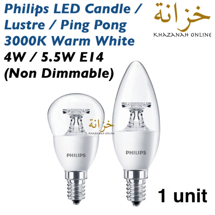 Philips LED Bulb Lustre / Luster / Ping Pong / Candle | 4W / 5.5W | B35 ...