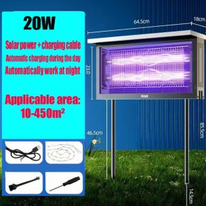20W Solar Energy Saving Repellent Lamp Suitable for Outdoor Garden Silent Mosquito Killer Lights