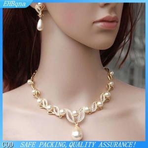 COD 3PC của phụ nữ thời trang đám cưới mùa giả ngọc trai Hoa Vòng cổ bông tai trang sức thiết lập đám cưới ngày bên kỳ nghỉ quà tặng-miễn 8916