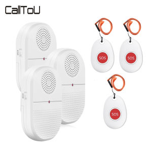 Calltou Wireless Caregiver Pager for Elderly/Patient Care at Home/Nursing Home/Hospital 1 Receiver 2 SOS Buttons VP02