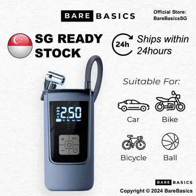 [SG Stock] Air Pump Car Inflator Compressor Portable Ball Bike Bicycle Rechargeable Basketball Soccer Volleyball Tyre Wheel Tire 12V LED Fast Auto Shut-off Emergency