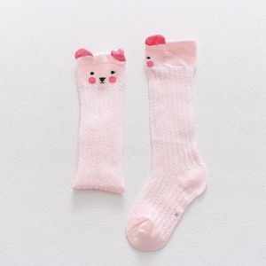 Thin Cotton Socks Toddler Cartoon Designed Mesh Breathable Knee-High Socks Girl