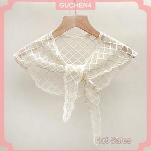GUCHEN4🎀 Ren Crochet rỗng giả cổ áo phụ nữ Khăn choàng nhỏ trang trí giả cổ áo phụ nữ quần áo phụ kiện có thể tháo rời cổ áo