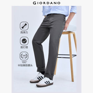 GIORDANO Men Pants Easy Care Stretchy Pants Mid Low Rise Inner Elastic Waistband Simple Basic Fashoin Casual Pants 01112057