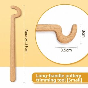 FEELINGS Long Handle Ceramic Pottery Tool Rapid Forming Wooden Pottery Trimming Tool Convenient Blanking Modeling Ceramic Shaping Tool DIY Clay Art Craft Making