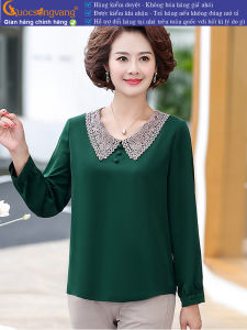 Áo trung niên nữ big size dáng suông cổ phối ren GLA318 Cuocsongvang