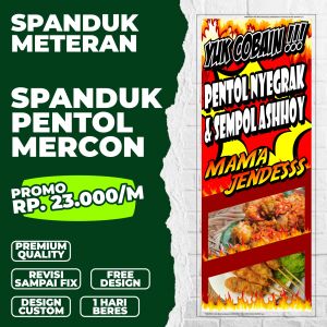 Spanduk pentol mercon / banner pentol mercon / banner spanduk meteran termurah custom