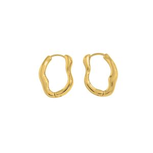 Chunky Irregular Hoop Earrings 18K Gold Plated • Waterproof Non-Tarnish 316L Stainless Titanium Steel Hypoallergenic Fashion Statement Earring For Women ER409