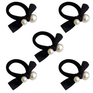 5PCS NonSlip Hair Tie With Artificial Pearls Design High Stretch Hair Tie Hair Styling Accessories For Women Hairstyles