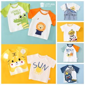 [Vải thun ] Áo bé trai cộc tay LOTUKA mới 2022 quần áo cho bé mặc nhà bộ áo thun bé gái mùa hè 4-18kg