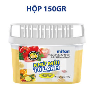 Hộp gel khử mùi tủ lạnh hương chanh Mifan 150gr - Diệt khuẩn 99% đánh bay khí hôi khó chịu - Hút ẩm bảo quản