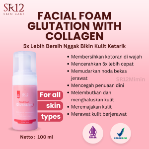 SR12 Facial Foam Glutation With Collagen Membersihkan Dan Mencerahkan Wajah 5x Lebih Cerah