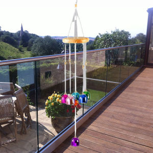 【Soft Lip Shop】 Colorful Lucky Charm Wind Chimes Positive Energy for Outside with 4 Aluminum Tubes and 11 Bells for Home Garden Yard Patio Decoration