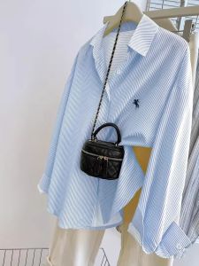 Womens Long-Sleeve Blouse Womens Striped Knight Print Front Button-Up Casual Long Sleeve Shirt 2026
