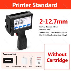 12.7mm Portable Inkjet Printer Handheld TIJ Maker Machine with ink Cartridge Image Picture QR code Serial Number Edit Print