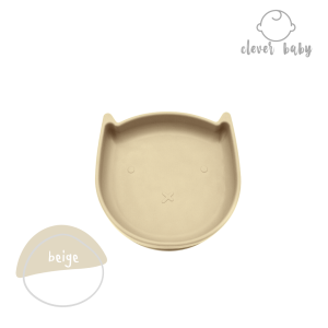 clever baby store จานซิลิโคนหน้าแมว มีฐานดูดโต๊ะ สำหรับ 6 เดือนขึ้นไป หรือ BLW