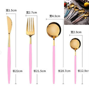 Kitchen Plus Stainless Steel Cutlery Black Luxury  Dinnerware Spoons Kitchen Fork KP050