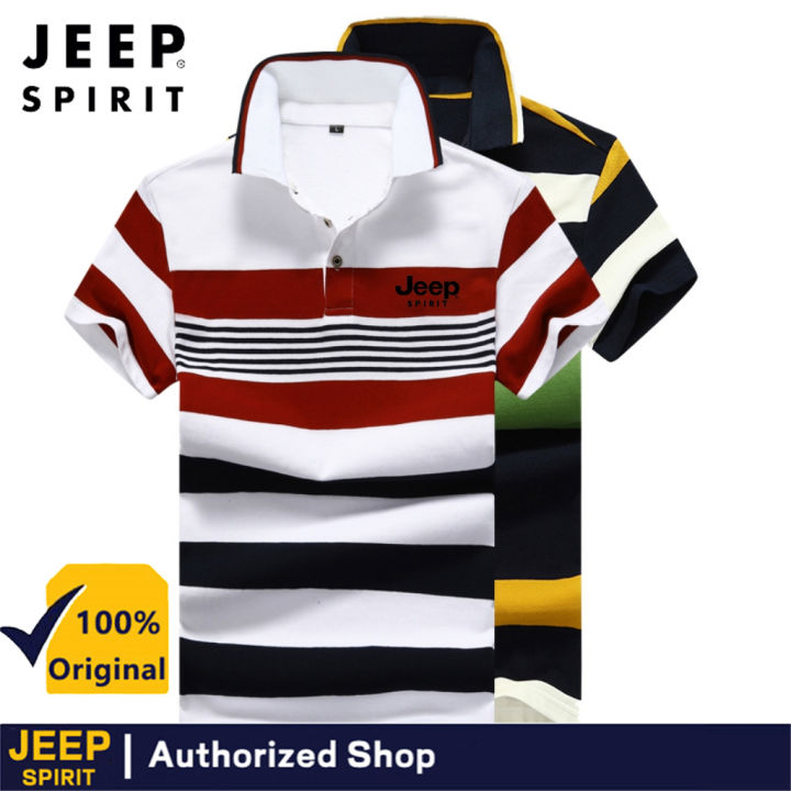 JEEP SPIRIT เสื้อยืดสกรีนฤดูร้อนแขนสั้นลายทางสำหรับผู้ชาย,เสื้อเสื้อ ...