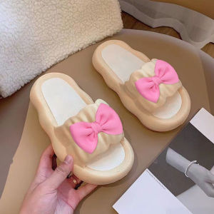 QKKshop รองเท้าแตะแบบสวมผญสลับสีทูโทนโทนสีพาสเทล รองเท้าแตะผญใส่ได้ทุกโอกาส ใส่สบายสุดสีสันน่ารักโทนพาทเทลมากแม่แถมโบว์ใหญ่ๆจึ้งงๆให้