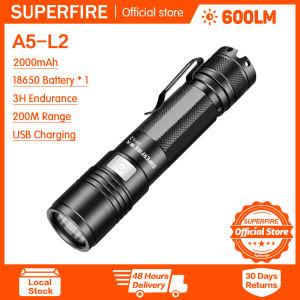 SUPERFIRE A5 LED flashlight rechargeable portable military super bright tactical torch waterproof aluminium alloy Outdoor hiking