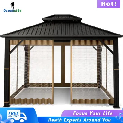 Oceanside Outside Canopy Outdoors Gazebo Netting Large Easily Set up Portable Sun Shades Shelter Screen Tents