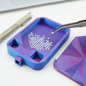 LETOY Multi-Color Partitioned Diamond Painting Tray Silky Prismatic Shine Lid Diamond Painting Accessories Accessories Tools 2 Storage Bucket Rhinestone Storage Tray Diamond Painting Beads