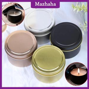 Mazhaha ขวดโหลใส่เทียนทรงกลมขนาด4ออนซ์กระป๋องอลูมิเนียมพร้อมฝาปิดภาชนะจัดเก็บตัวอย่างเครื่องสำอางแบบทำมือ