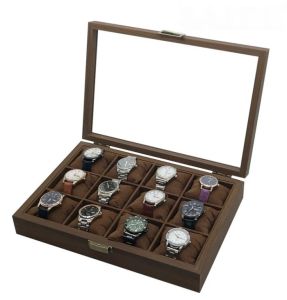 Kotak Penyimpanan Jam Tangan Storage Organizer Watch Box 12 Grid - SKW154-FG - Brown