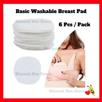 BLESSED BEE WASHABLE REUSABLE NURSING BREAST ABSORBENT PADS - 6 PCS