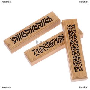 [COD] kunzhan 1Pc Bamboo Wood Incense Stick Holder Burning Joss Insence Box Ash Catcher