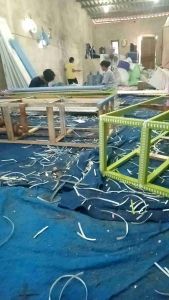(panjang 108cm) Meja TV rotan sintetis lemari laci 5 dvd motif