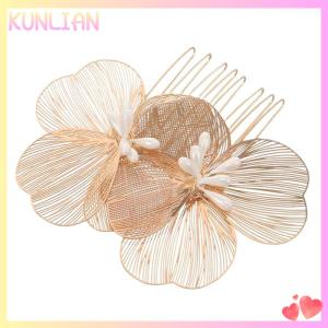 [KUNLIAN] Ancient Style Flower Hair Clip For Women Girls Wedding Hair Accessories Bride Wedding Hair Combs Bridesmaid Headpiece Gifts