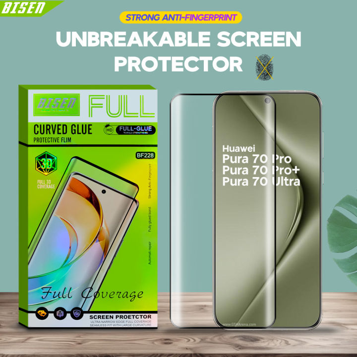 Bisen 9H Unbreakable Full Glue Curve Tempered Glass for Huawei Pura 70 ...
