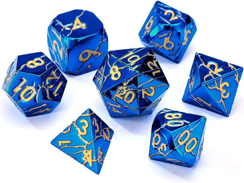 Norse Foundry Doppleganger Metal Dice Set - 7-Piece Full Metal Polyhedral Dice For DND, RPGs, Pathfinder, Purple & Silver