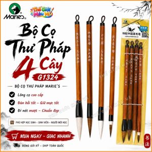 Bộ Cọ Thư Pháp Marie’s 4 Cây Cao Cấp – Cọ Ông Sói Viết Thư Pháp Quốc Họa Calligraphy Lông Sói Lông Dê Đi Nét Mượt G1324
