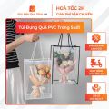 Túi Nhựa PVC Xách Đựng Hoa Trong Suốt Túi Đựng Quà Tặng Chống Thấm Nước Sang Trọng-(35-15-24.5 ). 